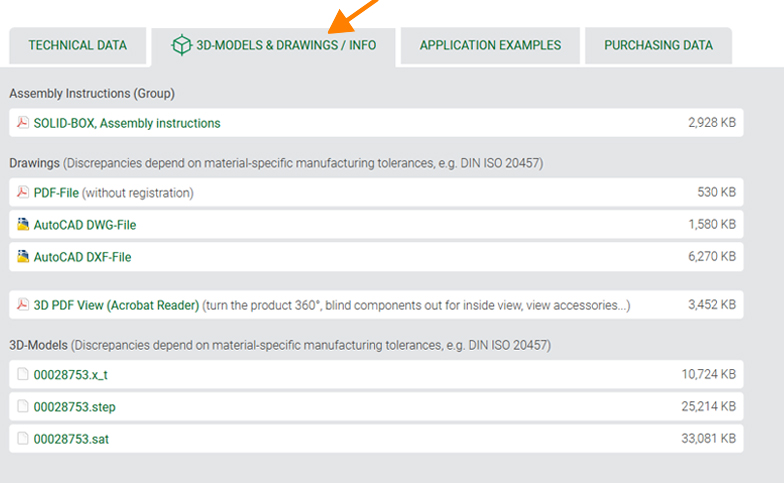 Full list of drawings and datasheets for the product.