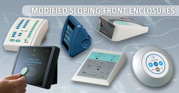 Customized sloping-front enclosures for terminals